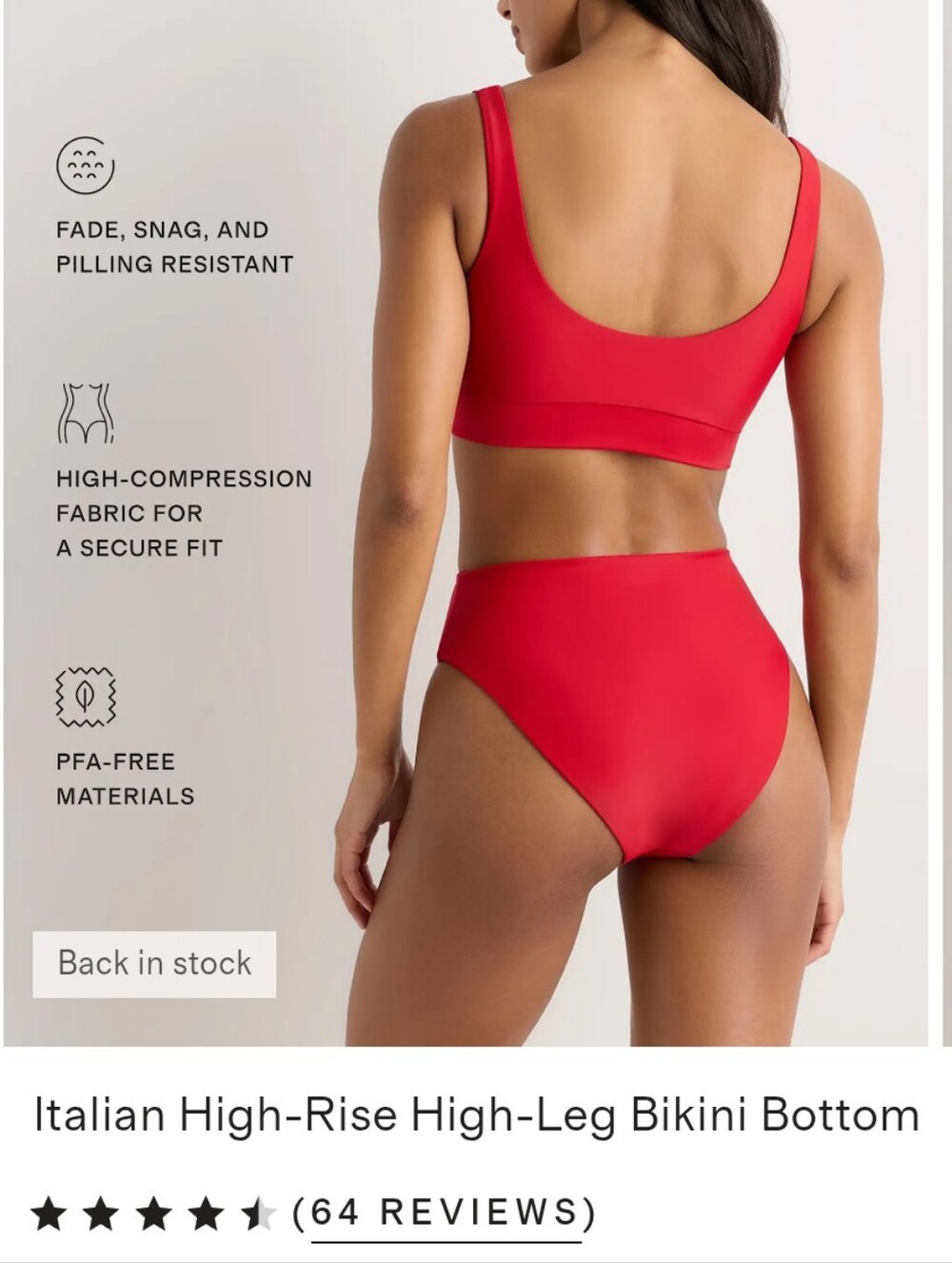 NWT Quince Bikini Set Top & Italian High-rise High-leg Bottom Cherry Red Size S - Picture 15 of 15